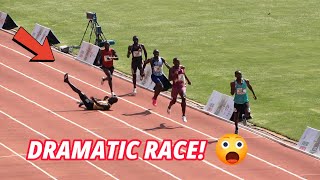 Insane Wanyonyi Trips and Falls in 800m Semifinal  Paris Olympics Games Trials 2024 [upl. by Inkster]