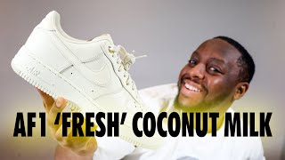 Nike Air Force 1 07 FRESH Coconut Milk On Foot Sneaker Review QuickSchopes 630 Schopes DM0211 101 [upl. by Nayrda633]