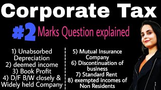 corporate tax 2 marks questions mcom sem 3 gurugram university mdu corporate tax lectures [upl. by Fedak]