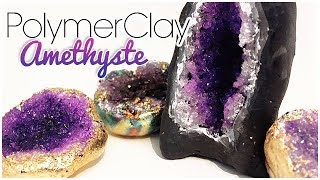 TUTO FIMO Imitation Améthyste  POLYMERCLAY TUTORIAL  AMETHISTE GEODE IMITATION [upl. by Fiedler]