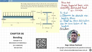 Example 612 Chapter 6 Bending  Mechanics of Material Rc Hibbeler [upl. by Eilsehc]