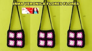 BOLSO CON CUADROS TEJIDO A CROCHET PARA PRINCIPIANTES VIDEO PASO A PASO [upl. by Eledoya534]