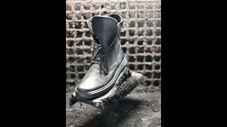 Elevate Your Style Handmade Italian Leather Combat Boots for Men leather [upl. by Neehcas]