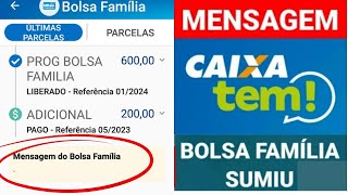 BOLSA FAMÍLIA MÊS DE JANEIRO MENSAGEM SUMIU NO CAIXA TEM O QUE FAZER SE APARECER DENOVO [upl. by Riamu488]