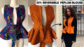 DIY Reversible Pinafore Peplum Blouse with 720 Degrees Flare Cutting and Stitching Tutorial [upl. by Auburta]