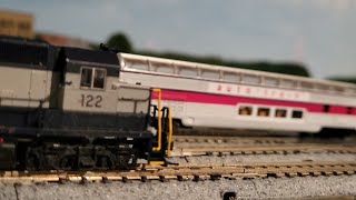 RFampP Geep and a tired Chessie Geep roll a hotshot north past the Amtrak Auto Train in October 1983 [upl. by Aikaz]