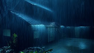 Sleep Instantly in Under 3 Minutes ⚡ Heavy Rain covering Ancient Roof amp Thunder Growls at Dark Night [upl. by Aisitel]