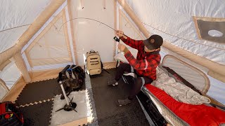 Winter Ice Camping In INFLATABLE TENT [upl. by Ronda]