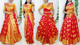 Banarasi Silk Saree Draping in 5 StylesSaree Wearing Styles to look elegantSilk saree draping idea [upl. by Normand1]