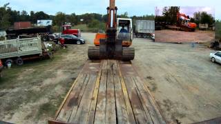 Loading Halla Excavator on TagALong Trailer Hooked to a Dump Truck [upl. by Marius]