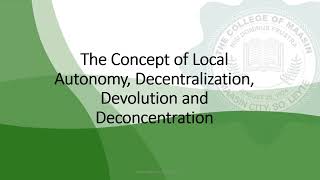 Concept of Local Autonomy [upl. by Fredenburg]