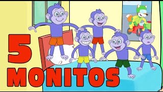 CINCO MONITOS SALTABAN EN LA CAMA Canciones Infantiles Coletas y Pachete [upl. by Lazor]