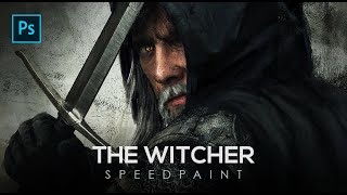 The White Wolf  Witcher Speedpaint Timelapse  Photoshop [upl. by Josler]