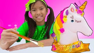 Wendy and Alex Pretend Play Paint Color Unicorn Toy for Kids [upl. by Herzel]