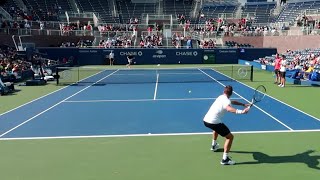 Stan Wawrinka Practice Match Court Level View  ATP Tennis Match [upl. by Shipley779]