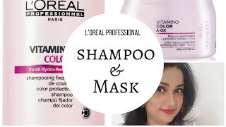 Loreal Professional Vitamino Color Protect Shampoo and Mask Review  Hindi [upl. by Edualc]