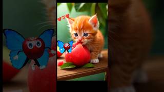 Cute Cat And Apple Cartoon  Cartoon shorts cute ytshorts [upl. by Gelasius]