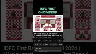 IDFC FIRST BANK DIVIDEND  IDFC FIRST BANK SHARE LATEST NEWS TODAY  idfcfirstbankstocknews [upl. by Nicki]