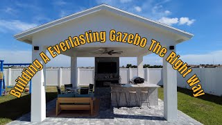 Gazebo and Outdoor Kitchen Build  Fireplace Wall [upl. by Ilac]