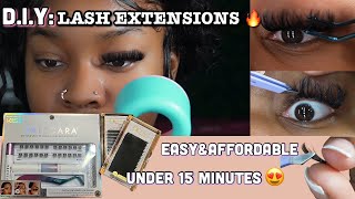 DI￼Y EYELASH EXTENSIONS AT HOME  EASY amp AFFORDABLE KISS FALSCARA TUTORIAL Tymarrahgi💗 [upl. by Snevets]