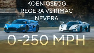 Koenigsegg Regera VS Rimac Nevera 0250 MPH Acceleration Comparison [upl. by Hanshaw]