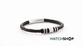 Unique Jewellery Mens Stainless Steel Leather Bracelet B188DB21CM [upl. by Analat349]