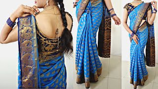 Short height girl saree draping to look more slim amp tall guide step by step  easy saree draping [upl. by Leterg]