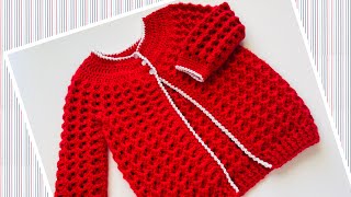 Chaquetita o Chambrita para niñas a crochet paso a paso FÁCIL varias medidas Crochet for Baby [upl. by Inohs21]