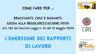 Come fare per L emersione dei rapporti di lavoro  Guida alla Regolarizzazione 2020 [upl. by Lindholm387]