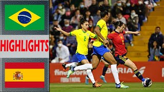 Spain vs Brazil Extended Highlights amp All Goals  PreMatch Womens Football Olympic Games 2024 [upl. by Kordula]