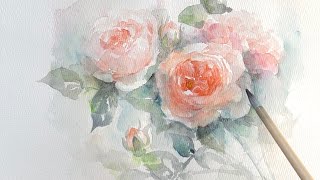 水彩画バラの花を描くwatercolorart制作過程 [upl. by Aroel]