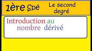 Première Spé Maths COURS introduction aux nombres dérivées [upl. by Ellennahs]