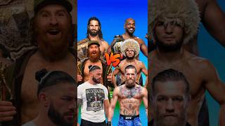 WWE VS UFC 😈 Seth Rollins Sami Zayn Roman Reigns vs Conor Khabib Jones 🤬 wwe [upl. by Garvey582]