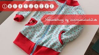 Nähanleitung Sweatjacke nähen mit Reißverschluss  Freebook Mamahoch2 [upl. by Ehcnalb]