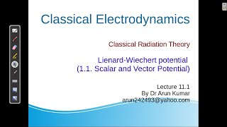 Lecture211 Lienard Wiechert Potential [upl. by Safko844]