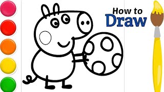 Peppa pig drawing and colouring for kids  easy drawing for kids  lets draw cartoon cartoondraw [upl. by Schnorr]