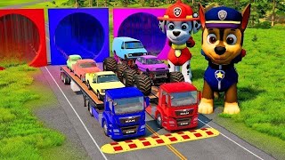 TRANSPORTING PIXAR CARS amp FRUITS WITH COLORED amp JOHN DEERE vs CLAAS vs TRACTORS  BeamNGdrive 962 [upl. by Leahcimal733]