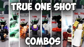 TRUE ONE SHOT COMBOS FOR EVERY CHARACTER Strongest battlegrounds 3 [upl. by Htrap]