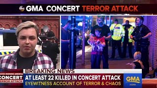 Ariana Grande concert bombing  Eyewitness on Manchester explosion [upl. by Nannek]