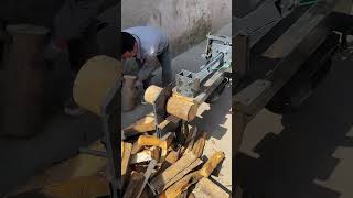 The process of splitting logs horizontally Good tools and machinery make work easy [upl. by Zinah]