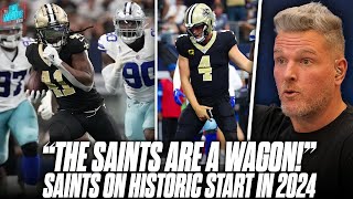 quotThe Saints Are A Wagonquot Kamara Goes For 4 TDs Derek Carr Looks Better Than Ever  Pat McAfee Rea [upl. by Erehc]