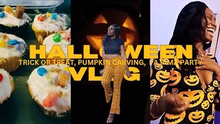 Vlogtober with a CARIBBEAN girl  1ST Time Pumpkin Carving 🎃 Halloween Pajama Party 🥳 [upl. by Romalda]