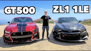 Shelby GT500 vs Camaro ZL1 1LE Head To Head Review [upl. by Pradeep]