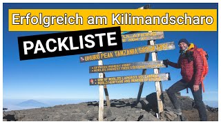 Erfolgreich am Kilimandscharo Packliste  Lemosho Route [upl. by Yentnuoc]