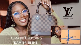 LOUIS VUITTON ALMA BB DAMIER EBENE UNBOXING  CLASSIC LV [upl. by Giuliana]