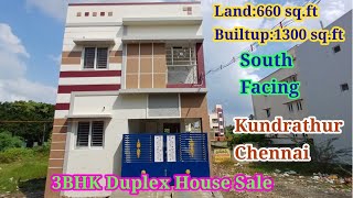 660 sqft3bhk Duplex House salekundrathur Chennai Ct7200520085 southfacing 3bhkduplex house [upl. by Arek]