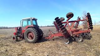 First tillage of 2021 disking cornstalks Part 1 of making a hay field And a much deserved shoutout [upl. by Eirret]