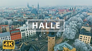 Halle Saale Germany 🇩🇪  4K Drone Footage With Subtitles [upl. by Yekcor]