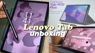 lenovo tab m10 plus unboxing 🤍🧚🏼‍♀️ pen  accessories  asmr aesthetic [upl. by Alysoun]