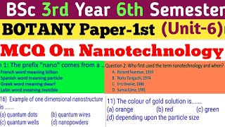 MCQ ON Nanotechnology in HindiBSc 6th Sem Botany 1st Paper Most Important MCQ on Nanotechnology [upl. by Mccreery]